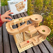 儿童轨道滚珠积木益智动脑木质拼装 建构弹珠轨道玩具男孩宝宝礼物