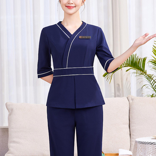 SPA中袖高端美容院美容师工作服女春夏款养生馆推拿馆足浴足疗店