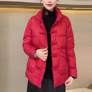 洋气妈妈装羽绒服女新款冬季时尚新中式复古国风盘扣轻薄保暖外套