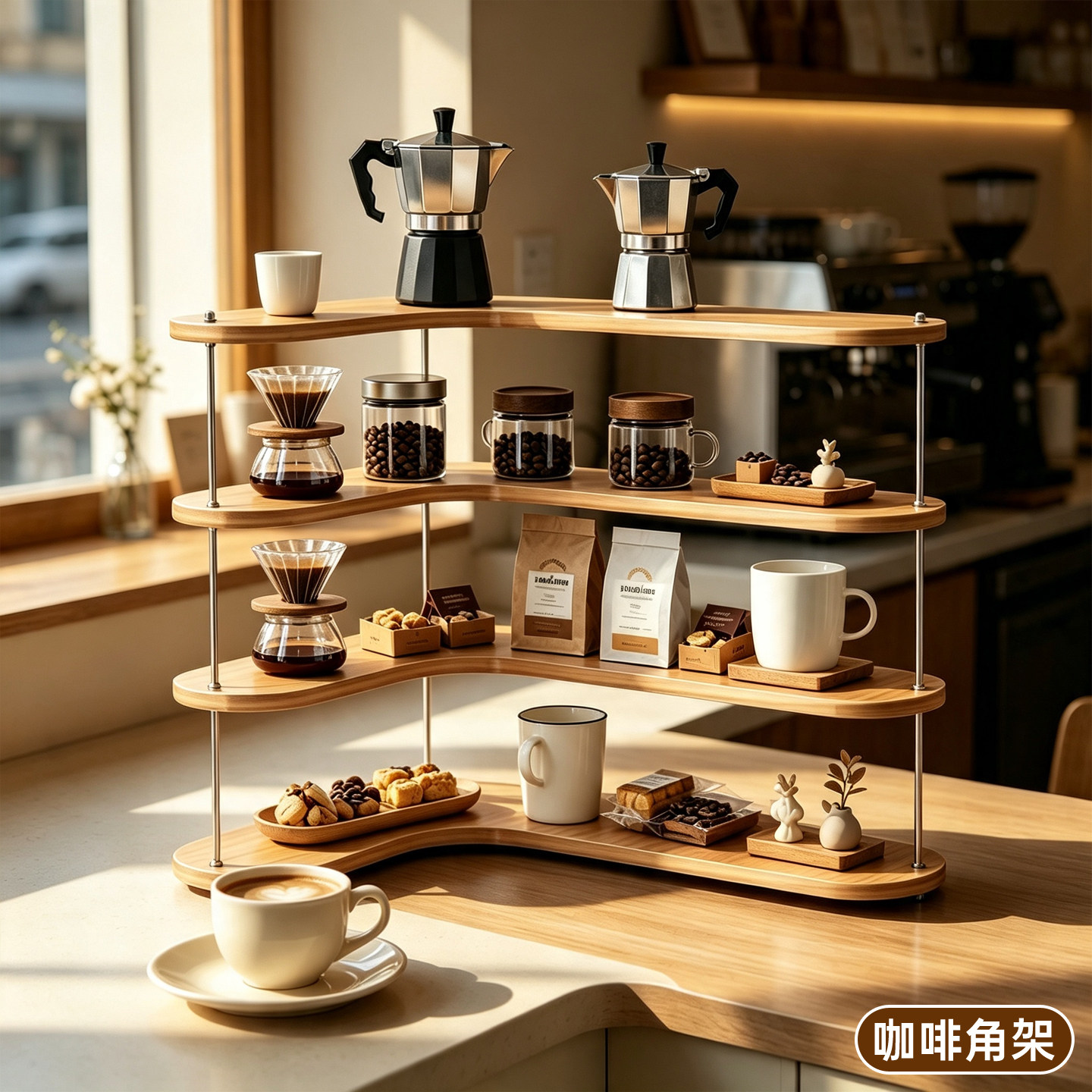 转角咖啡杯杯架杯子置物架咖啡角布置装饰摆件收纳架桌面整理架子