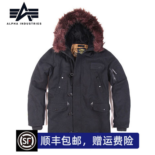 美国Alpha呢子大衣长款保暖棉服