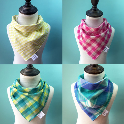 薄款小清新格子纯棉包邮三角巾