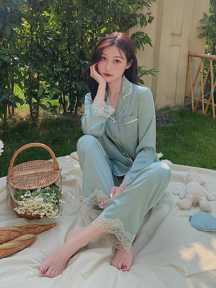 冰丝睡衣女春秋季长袖新款仿真丝绸高级感丝滑夏天家居服两件套装