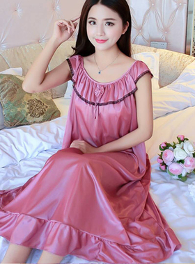 【多色可选 90-210斤】冰丝睡衣女夏加肥大睡裙女大码长款胖mm