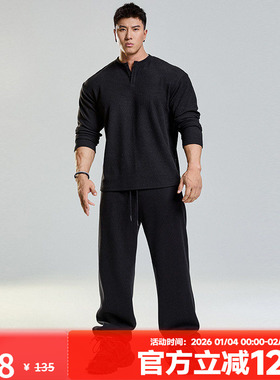 MUSCLEDOG肌肉狗 470g重磅加绒宽松直筒运动长裤男美式运动健身裤