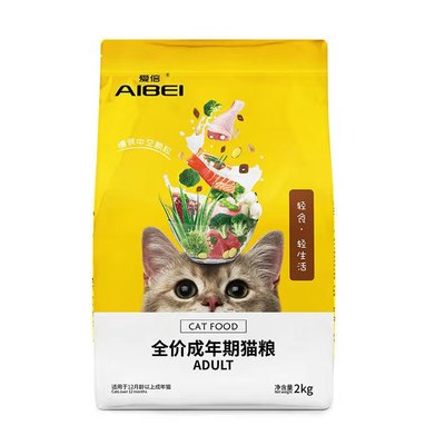 爱倍猫粮全价2kg增肥泪痕助消化