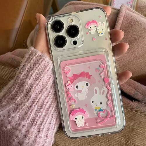 美乐蒂可放情侣拍立得照片身份证小卡插卡套卡包手机壳定制适用OPPO苹果小米一加12三星vivo荣耀90华为mate60