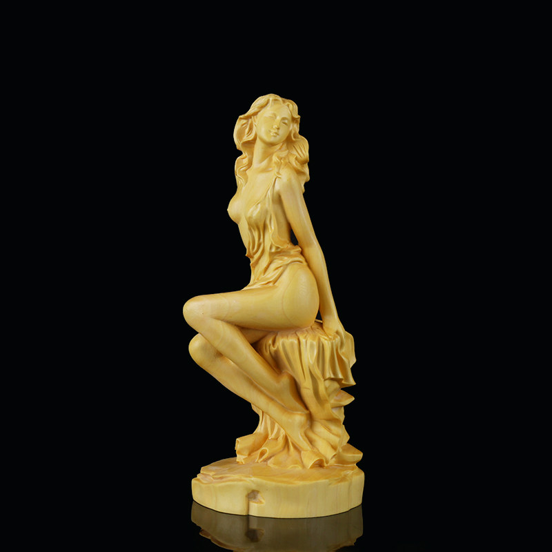 黄杨木欧式风家居饰品女神手把件