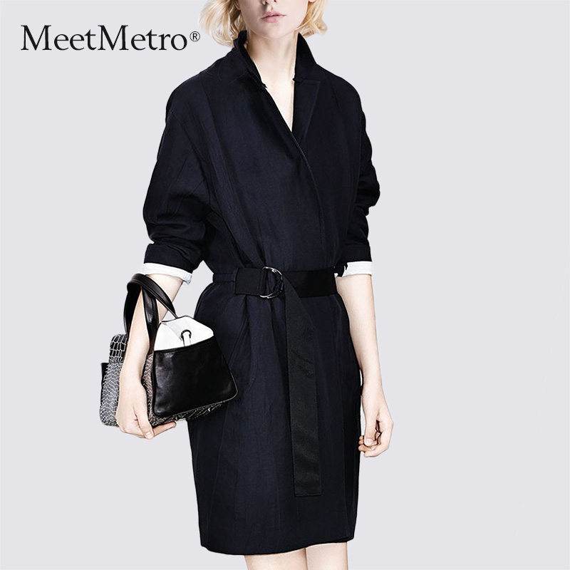 MeetMetro2018´º¼¾Ð¿îÅ®×°ºÚÉ«·çÒÂÅ®Öг¤¿îÍâÌ×´ºÇïÊÕÑü¹ýÏ¥