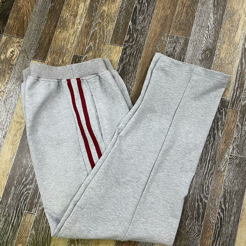 学生灰色校服裤子纯棉初中生男女2杠酒红运动裤春秋直筒休闲校裤