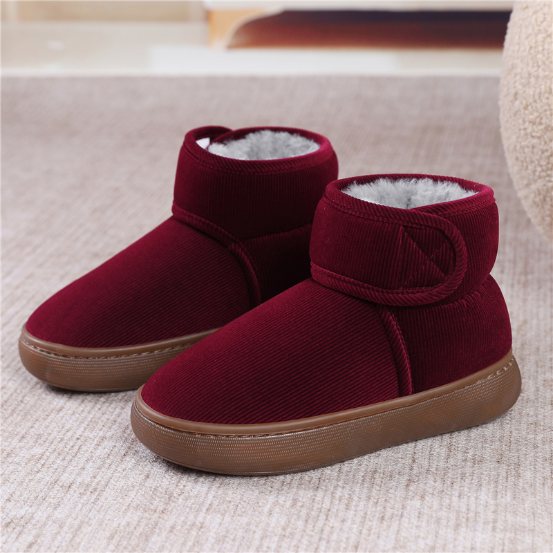 冬季加绒加厚男女款老人保暖棉鞋居家外穿防滑厚底高帮包跟棉拖鞋