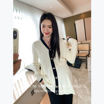 ◆AMUM孕妇装◆山茶黎香~知性慵懒小香风上衣长袖气质针织毛衣