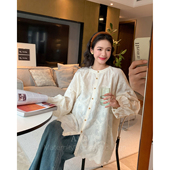 重工提花泡泡袖 轻启春日 棉质衬衣宽松波浪边上衣 AMUM孕妇装