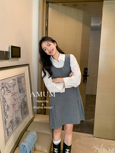 ◆AMUM孕妇装◆伯克利~甜美针织背心裙小个子春装无袖百褶连衣裙