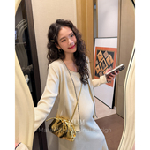休闲针织显瘦小香开衫 不显怀洋气 连衣裙两件套装 AMUM孕妇装