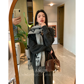 灰色V领针织毛衣宽松阔腿裤 秋冬时髦王 保暖两件套 AMUM孕妇装