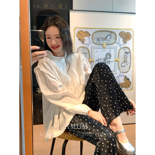 ◆AMUM孕妇装◆星空秋装~波点休闲裤丝绒长裤显瘦百搭拖腹直筒裤