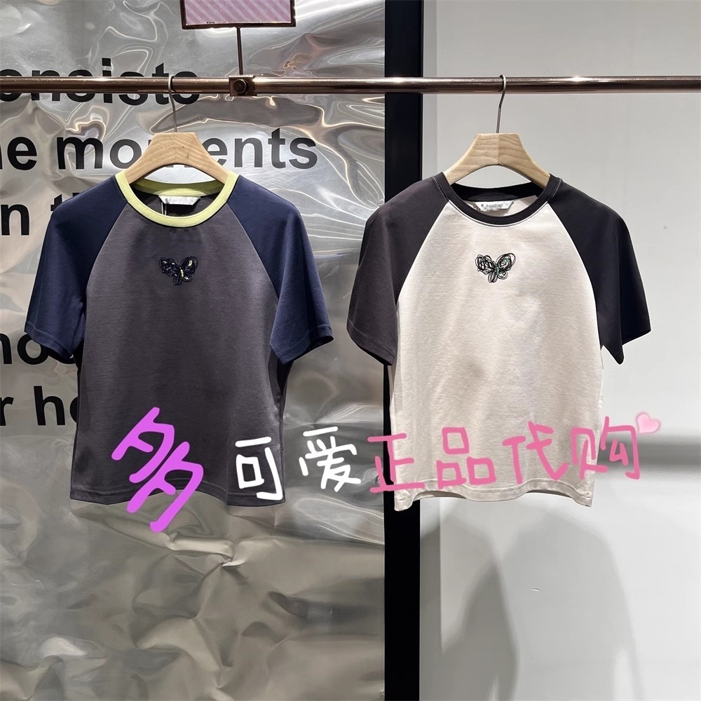 播短袖2025夏款BDS2YD2516新款圆领T恤卡通印花周庄的蝴蝶