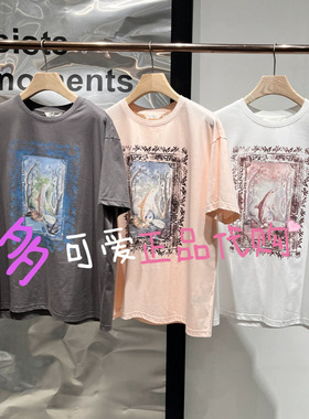 播短袖2026夏BDT2YD1774新款慵懒风宽松圆领印花短袖T恤轻松假期