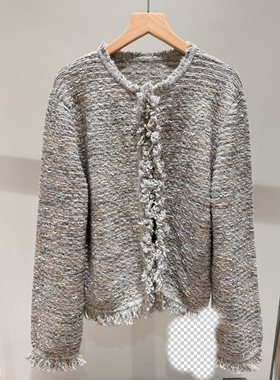 亮丝编织羊绒小香风外套