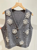 秋冬内搭100%山羊绒马甲开衫 漂亮 雪绒花 100纯羊绒坎肩背心