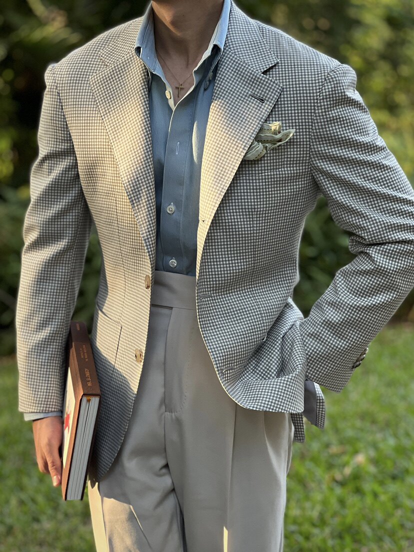 seekmited意式软结构西装意大利reda130支羊毛格子西装手工米兰眼