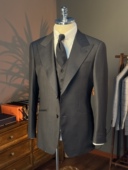 SEEKMITED英式 深灰单排扣枪驳领西装 半麻衬单西教父商务西服外套