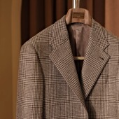 SEEKMITED棕色千鸟格亲王格意式 羊毛手工米兰眼西服高级感西装