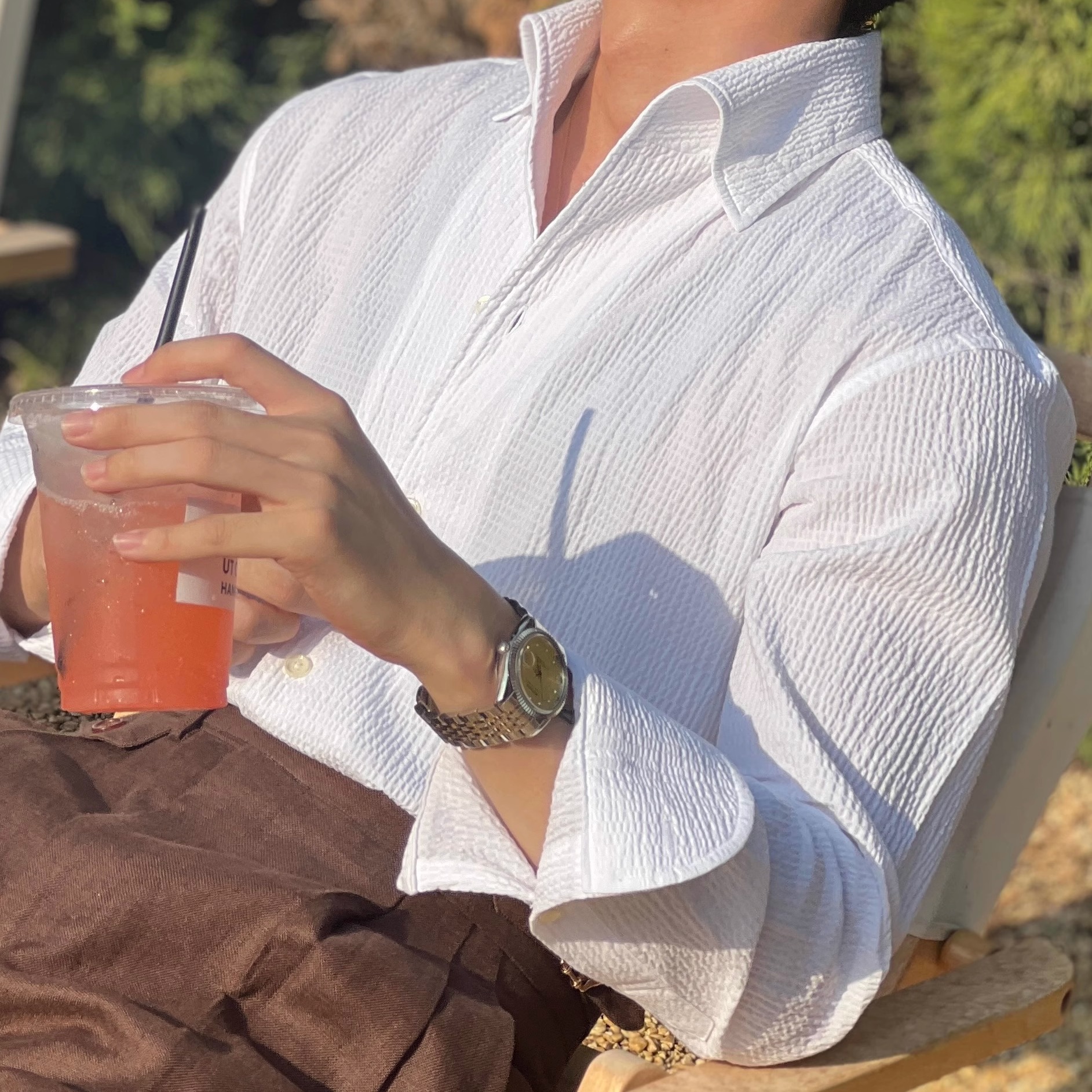 SEEKMITED一片领长袖意式泡泡纱