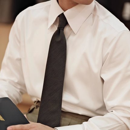 SEEKMITED DP免烫男士商务休闲纯棉长尖领衬衫纯色白色长袖衬衣