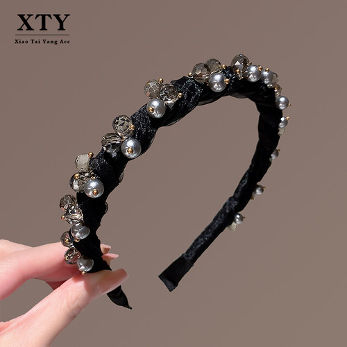 高端2025新款珍珠发箍发饰女网红轻奢外出装饰高颅顶头箍压发头饰