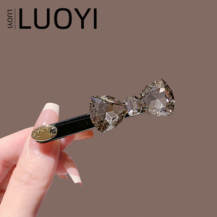 简约水晶蝴蝶领结鸭夹韩国东大门精致重工发夹气质网红一字刘海夹