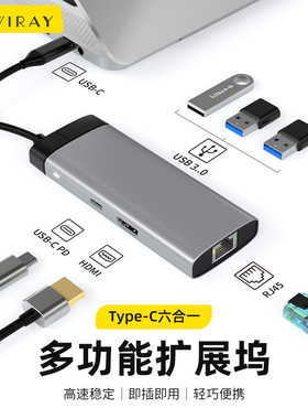 Type-C转换器适用于华为笔记本电脑苹果MacBook转接头HDMI多功能扩展坞M4转换线USB3接口网线拓展坞投影仪PD
