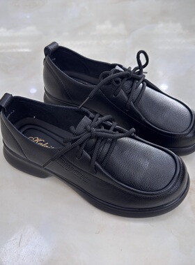 卡莱特斯2026春新款牛皮系带休闲圆头百搭舒适女单鞋子正品636002