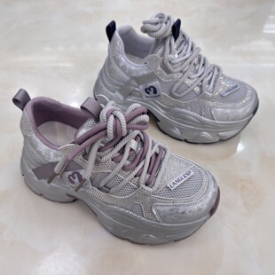 卡莱特斯2026春新款厚底休闲老爹鞋网面水钻女单鞋子正品356690