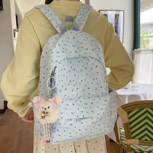 高颜值小碎花书包女ins森系百搭初中生大学生校园背包少女双肩包