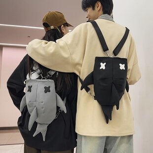 MONALISA潮流男生背包运动学生双肩包女日系个性鲨鱼时尚休闲书包