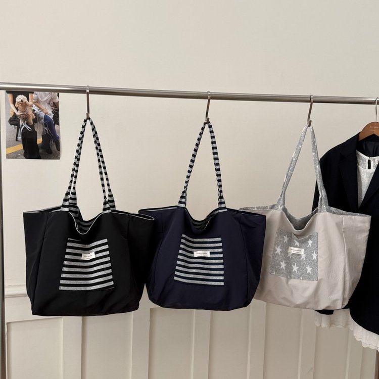条纹帆布托特包包女大容量学生上课卡通手提袋小众百搭单肩通勤包,箱包皮具/热销女包/男包,通用款女包,淘宝优惠券,粉丝福利购,淘宝优惠卷