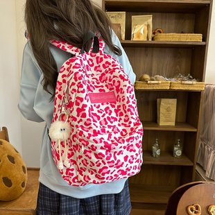 书包女韩版新款时尚豹纹高中生校园双肩包大学生大容量初中生背包