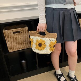洋气小清新手工毛线钩织包包女2026夏季新款手提包海边度假流行包