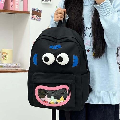 可爱新款卡通日系吧唧痛包双肩包学生书包旅行大容量百搭背包软妹