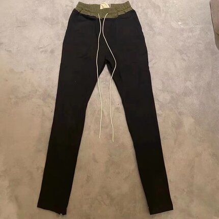 高品质新款经典撞色修身百搭高街拉链布裤 男女加长堆积感休闲裤