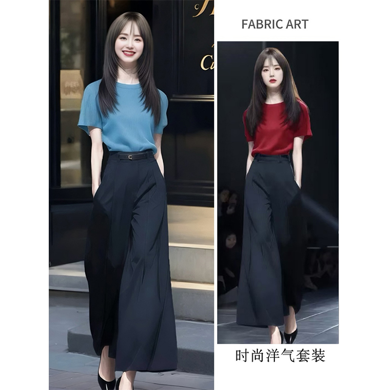 时尚百搭简约针织上衣+显瘦裤子
