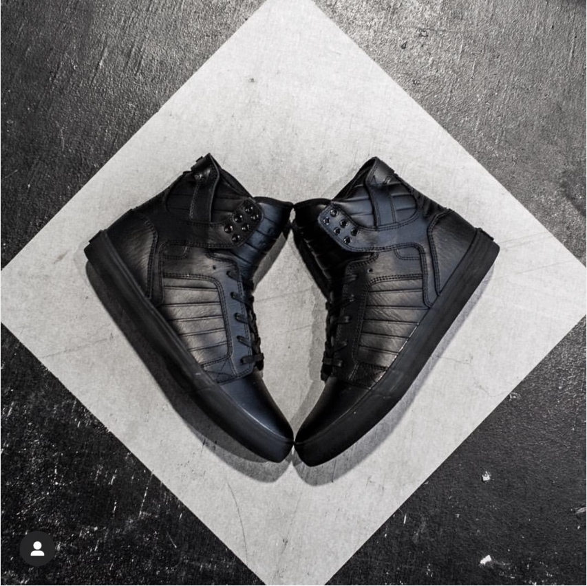 thumbnail for Supra Skytop Hf All-Black Warrior Red Sole Full Leather Material Autumn and Winter Mid-High Top Men's Shoes