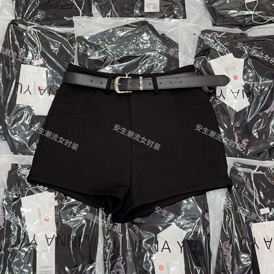 厚的冬季新款短裤女高腰修身韩版网红a字阔腿口袋气质西装linna潮