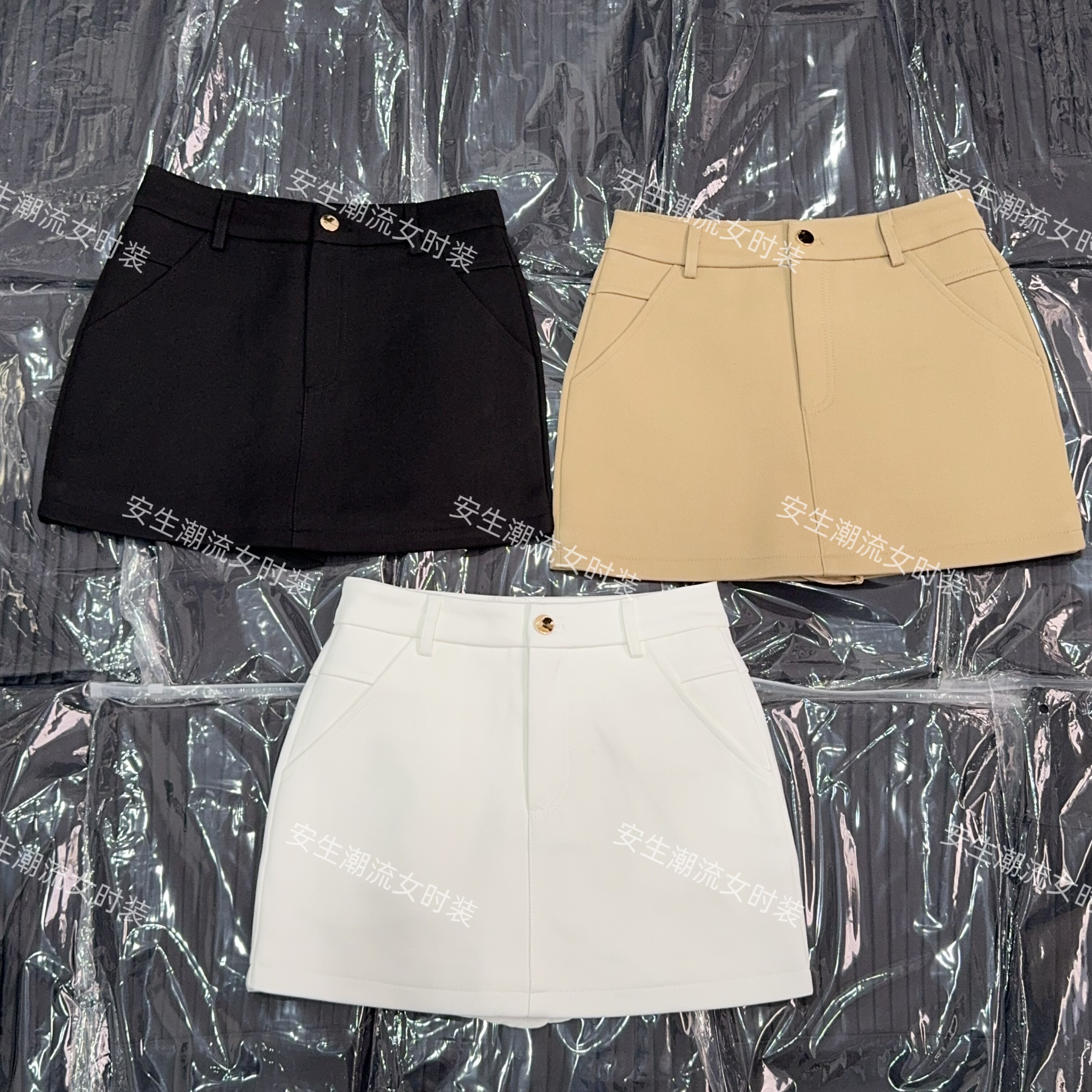 厚的冬季新款短裙女高腰韩版网红气质西装a字半身裙防走光职业潮