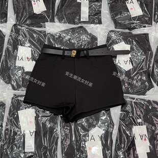 厚的冬季新款短裤女高腰修身韩版网红a字阔腿口袋气质西装linna潮