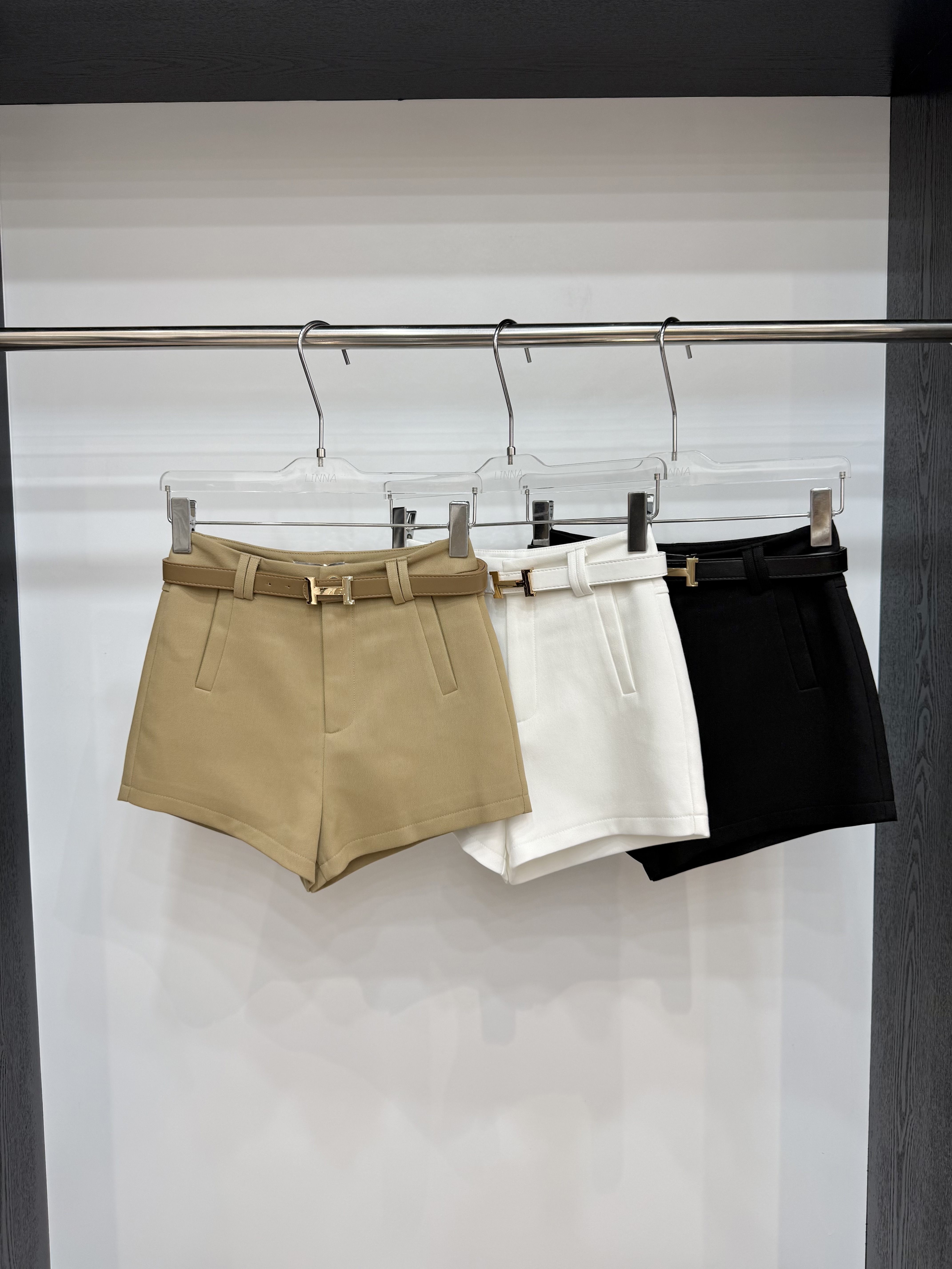 Linnayu 春夏新款短裤女高腰韩版网红阔腿a字百搭口袋西装气质裤