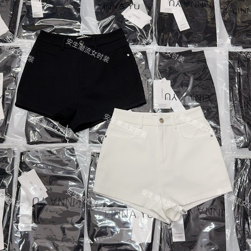 Linnayu 夏季新款短裤女高腰韩版网红阔腿a字百搭口袋西装气质裤