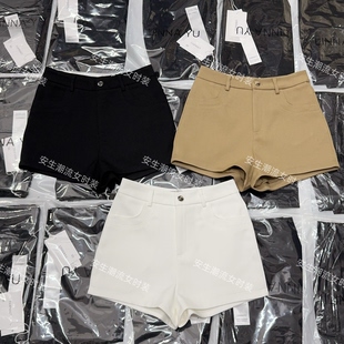 气质裤 Linnayu夏季 网红阔腿a字双层口袋西装 女高腰韩版 新款 短裤